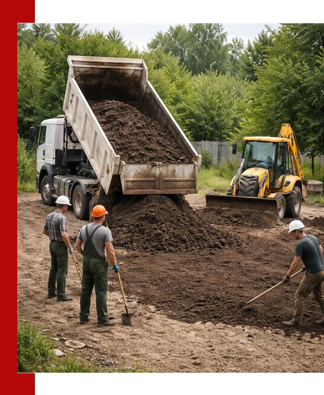 Доставка и укладка грунта для выравнивания участка в Кирове