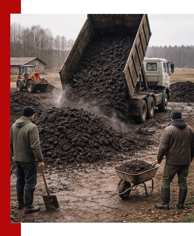 Доставка низинного торфа с разгрузкой и доставкой в Кирове